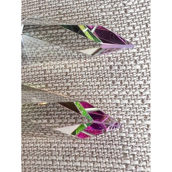 Colorful Crystal Prism Small Obelisks Set Of 2 Rainbow Reflective READ HAS CHIPS - Picture 13 of 14